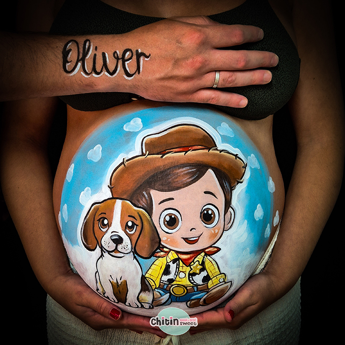 bellypainting-toy-story-woody-mascota-bodypainting-premama-embarazada