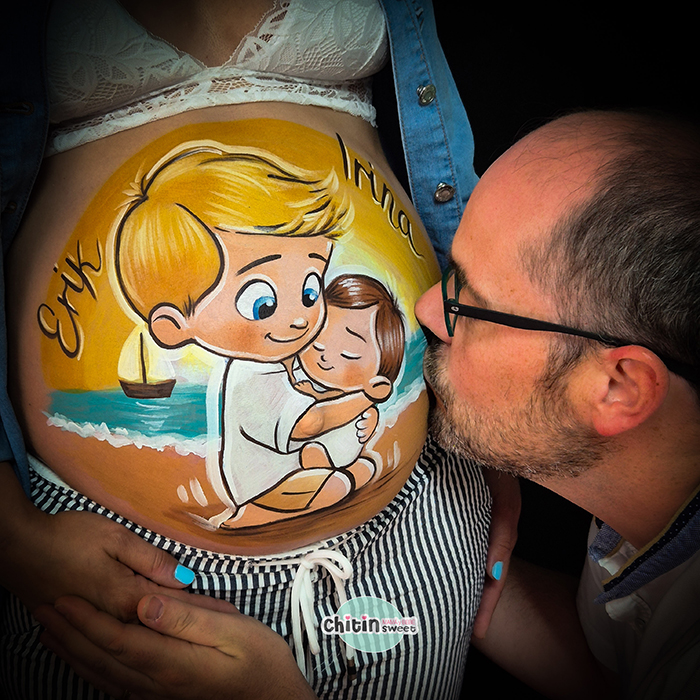 tatoo-temporal-spiderman-bellypainting-bodypainting-embarazada-hermanos-playa-elda-almansa-premama-ecografia